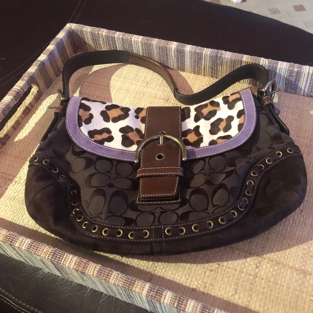 Coach RARE Leopard Print Boho Handbag, Medium